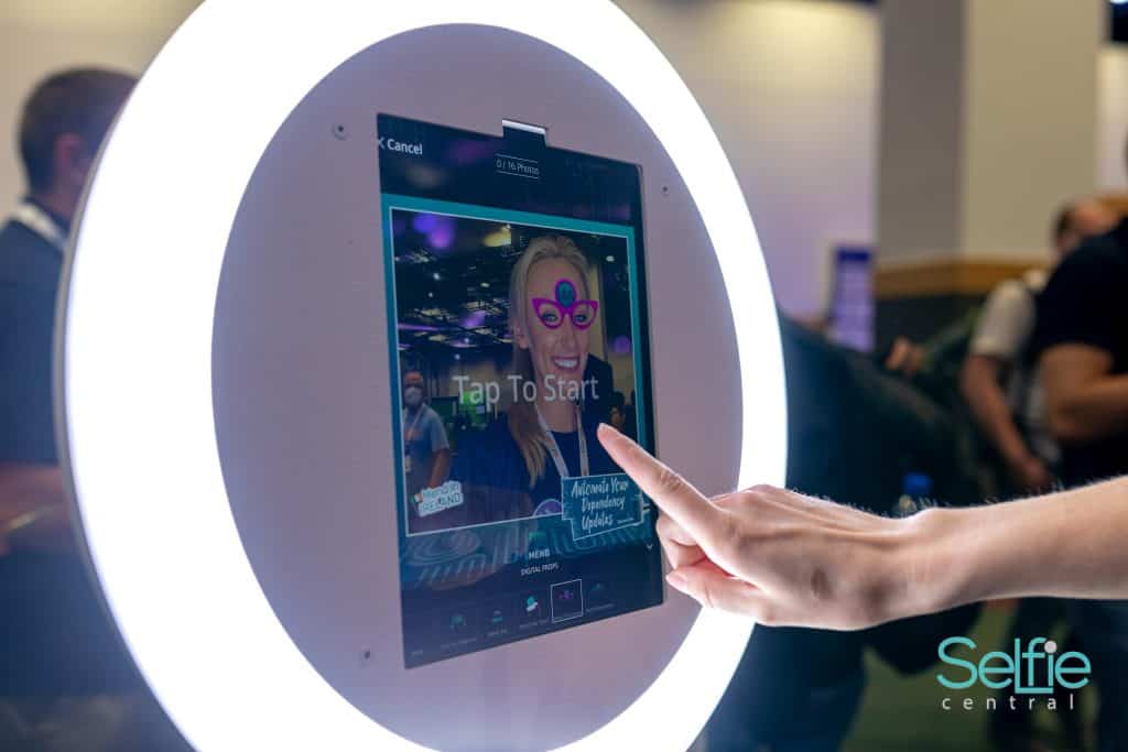 photo booth hire Newmarket Auckland — interactive selfie booth at corporate event