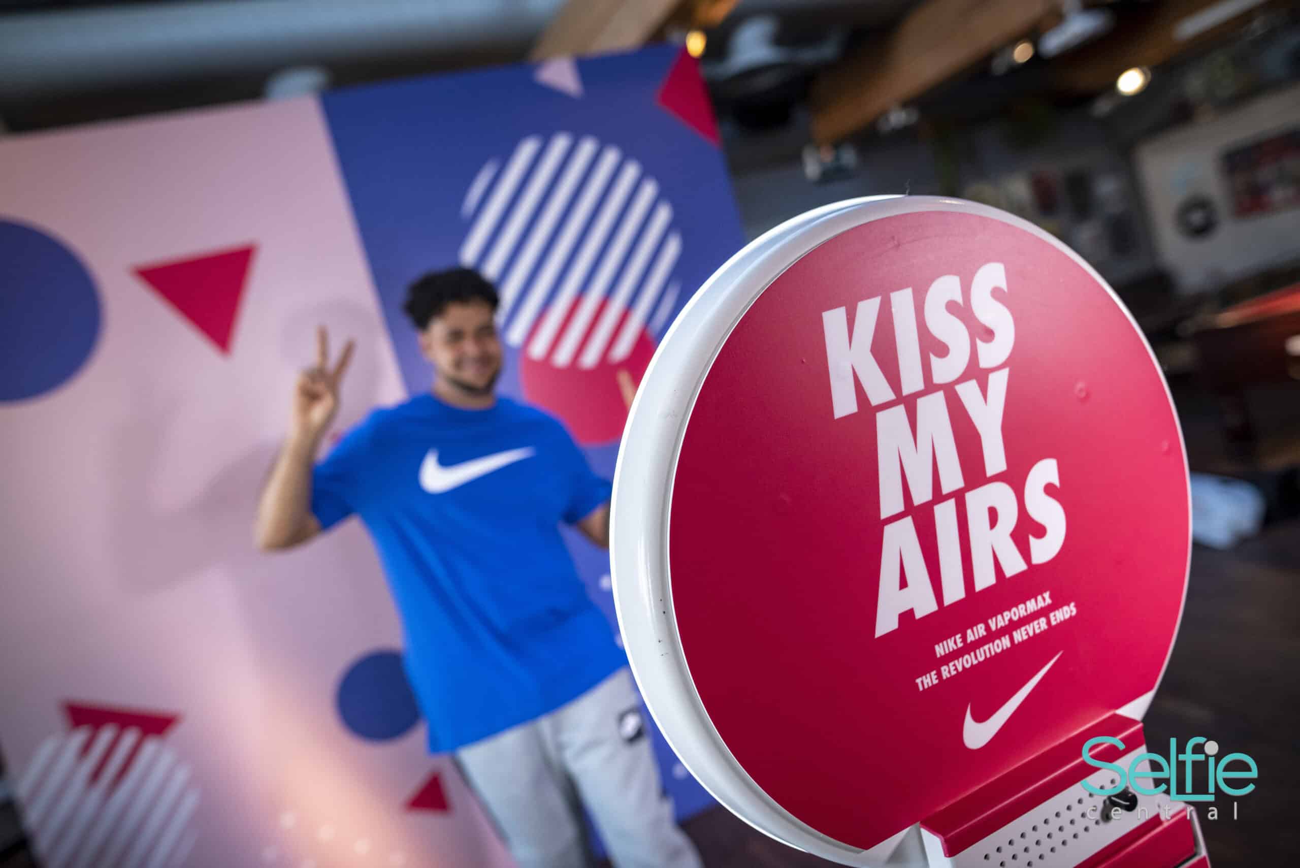Nike branded photo booth corporate brand activation Auckland Selfie Central