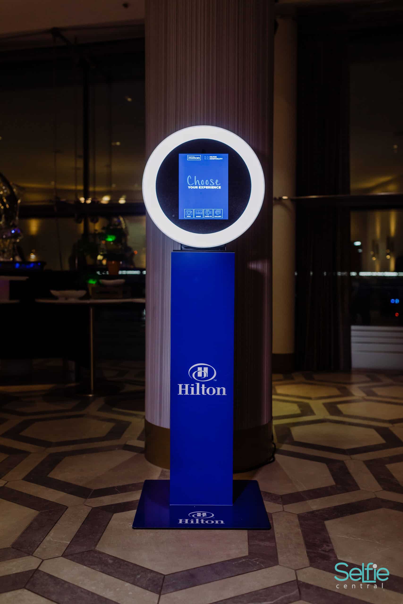 Hilton branded Glam Cam photo booth hire corporate event Auckland