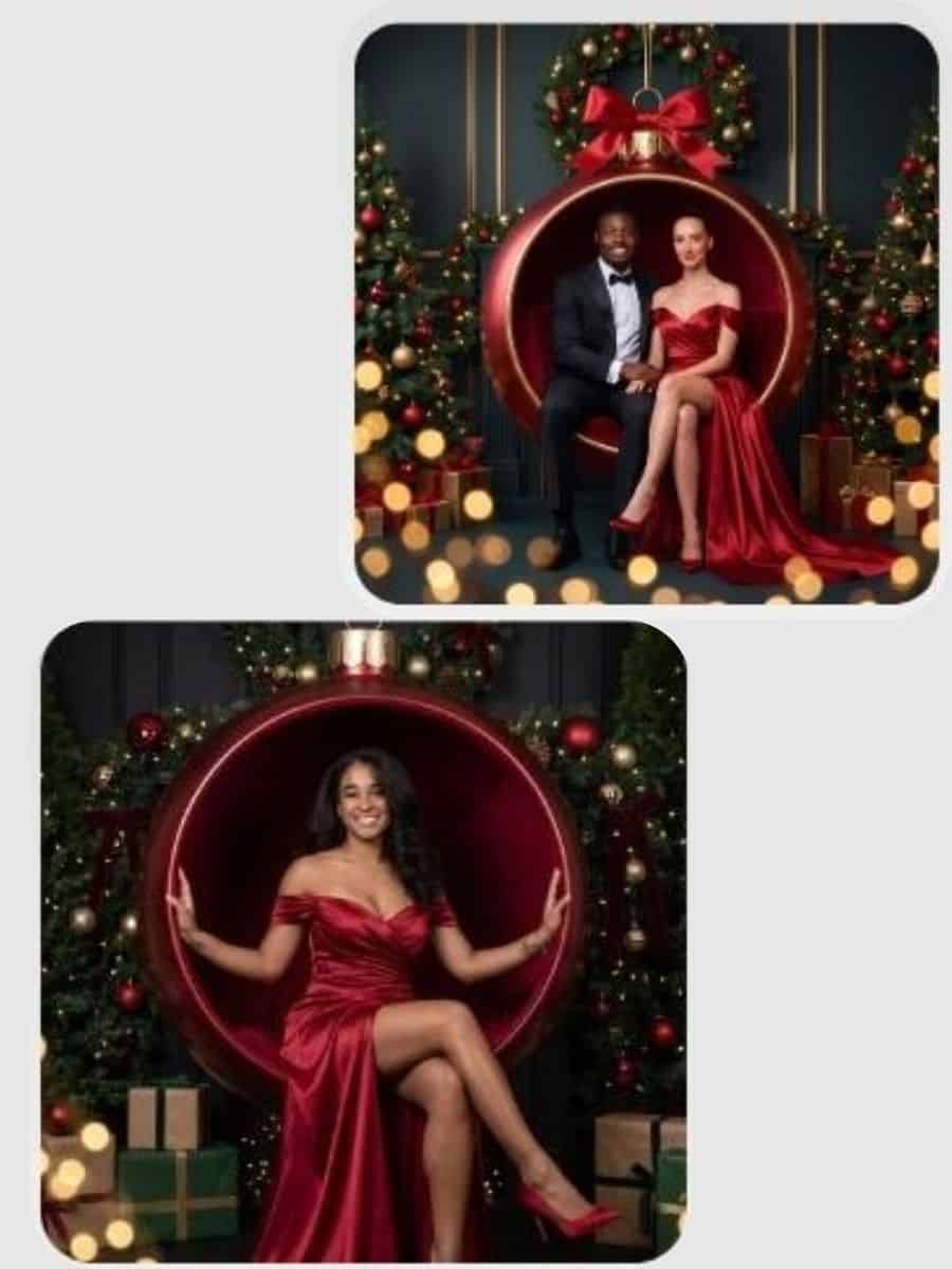 In the Bauble AI Christmas photo booth theme