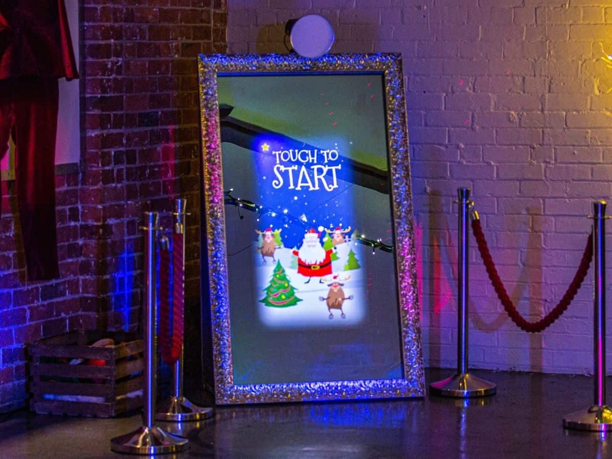 Selfie Mirror photo booth at a corporate Christmas function