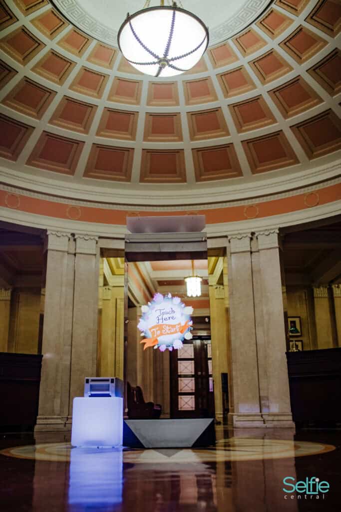 Elegant interior with photo booth setup at Selfie Central Auckland.