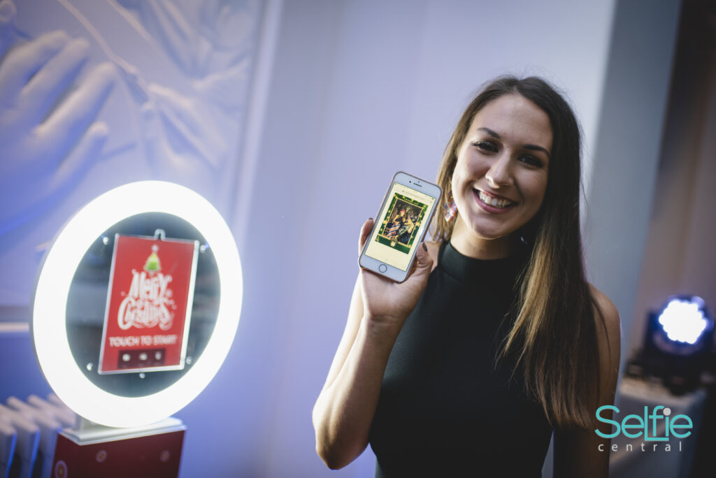 A photo booth at a corporate event in Auckland — Christmas indoor outdoor photo booth